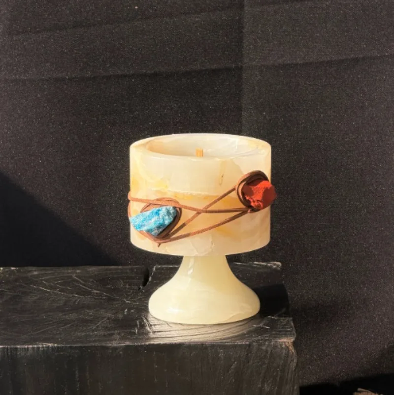 Vintage Collectible Marbles - 北欧アンバージェイドキャンドルホルダーカップ ヴィンテージ幾何学模様大理石デスクトップキャンドルホルダーカップ ホテルレストランキャンドルホルダーデコレーション