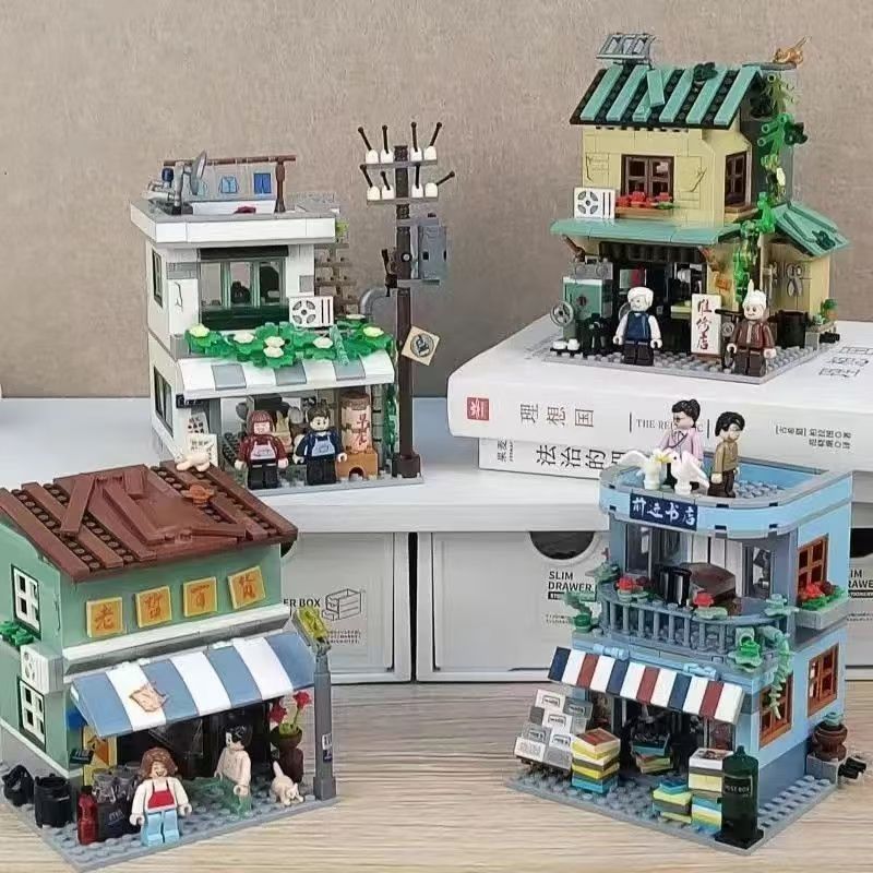 Vintage Collectible Toy Store - ミニストリートヴィンテージデパートビルディングブロックレトロ古い店舗モデルレンガDIY組み立てホームデコレーションコレクターズアイテムクリスマスギフト