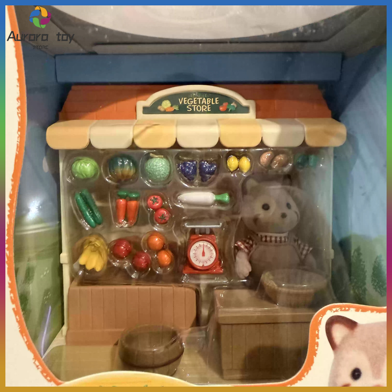 Vintage Collectible Toy Store - シルバニアファミリー 廃止ショップシリーズ アライグマの野菜屋さん ヴィンテージマーケット プレイセット ロールプレイごっこ遊び