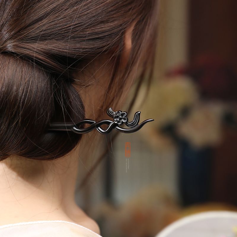 中国風のヘアスティックミニマリスト白檀彫刻花ヘアピンフォーク - Vintage Collector のレビューと価格