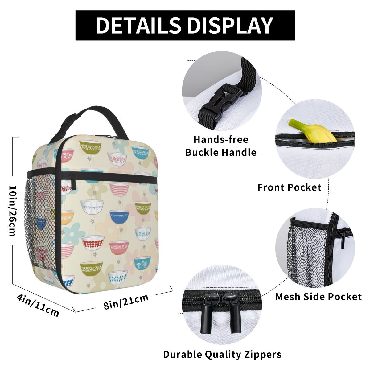 ヴィンテージパイレックスボウルコレクション断熱ランチバッグ女 - Vintage Collectible Lunch Boxes のレビューと価格
